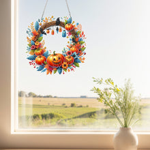 Load image into Gallery viewer, Acrylic Pumpkin Wreath 2D Flat DIY Hanging Diamond Art Kits Wall Door Decoration

