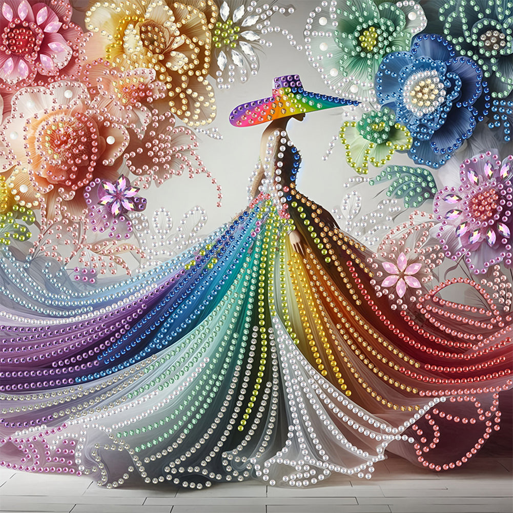 Diamond Painting - Partial Special Shaped - Elegant Lady In Top Hat (30*30CM)