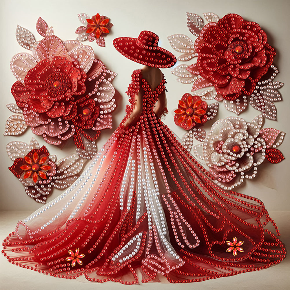 Diamond Painting - Partial Special Shaped - Elegant Lady In Top Hat (30*30CM)