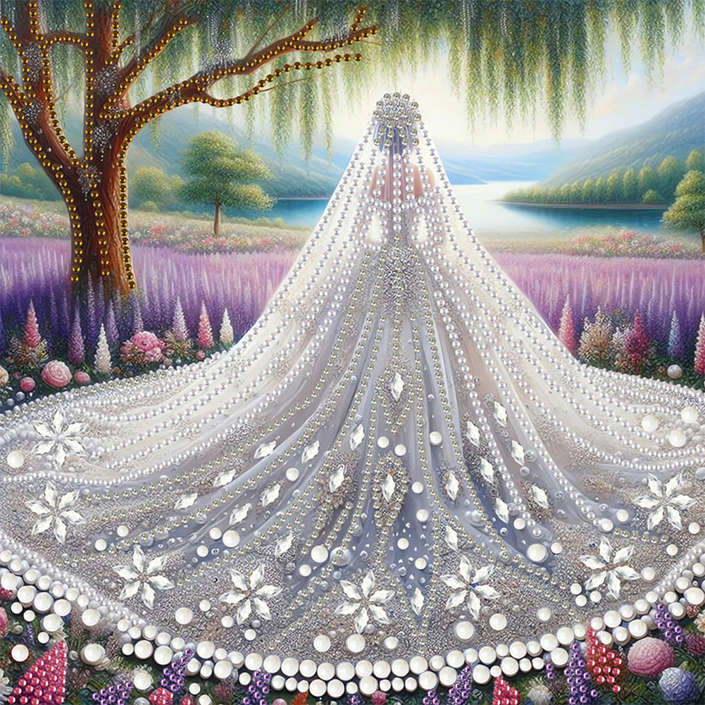 Diamond Painting - Partial Special Shaped - Wedding Dress Girl (30*30CM)