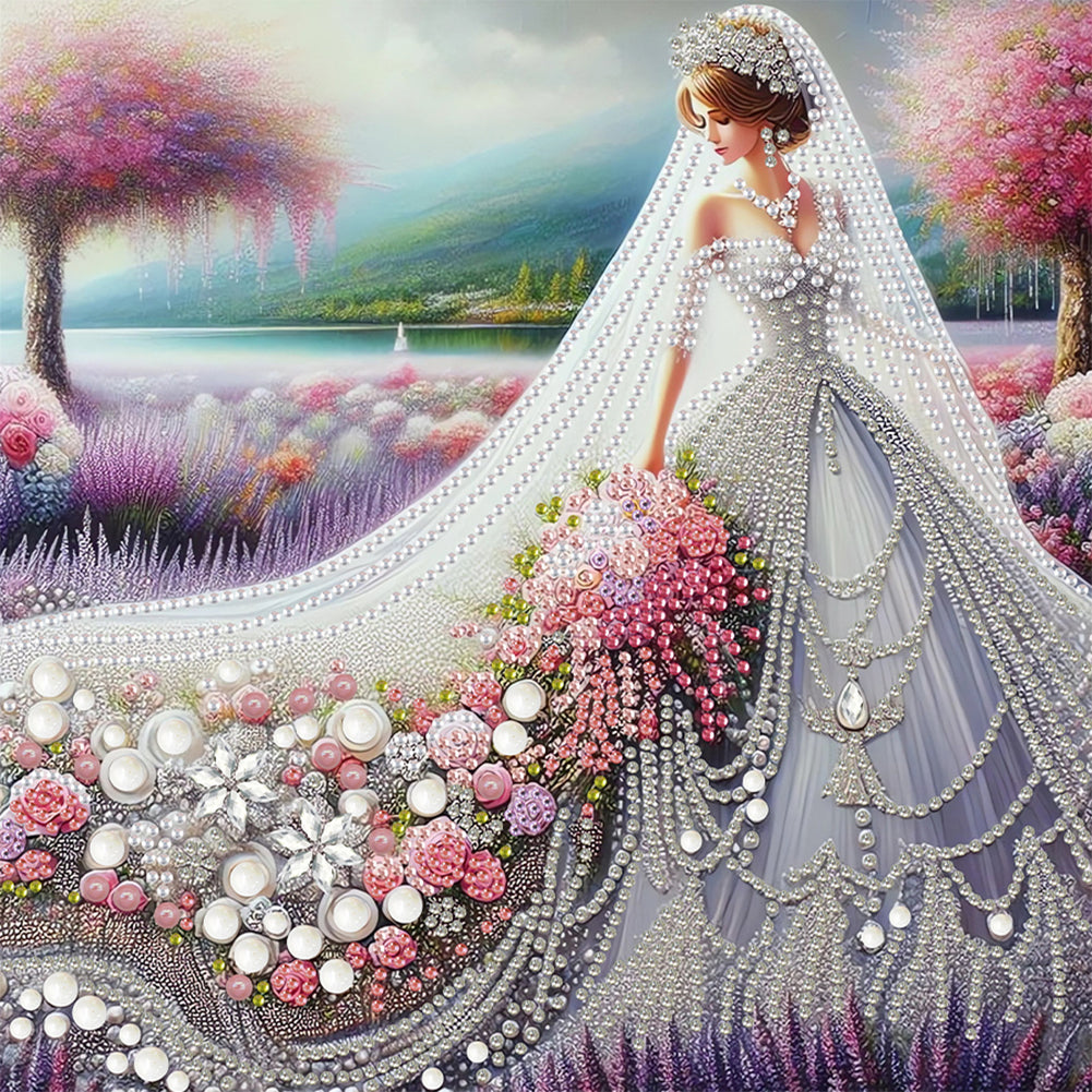 Diamond Painting - Partial Special Shaped - Wedding Dress Girl (30*30CM)