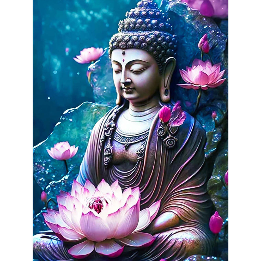 Diamond Painting - Full Round - Lotus Buddha Statue (30*40CM)
