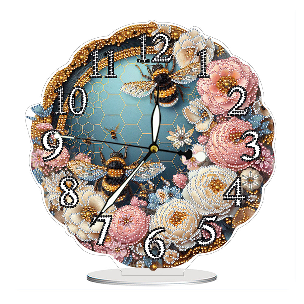 Acrylic Special Shape Flower Honey Diamond Painting Art Clock Ornaments Kit