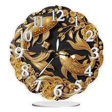 Load image into Gallery viewer, Acrylic Special Shape Black Goldfish Diamond Painting Art Clock Ornaments Kit
