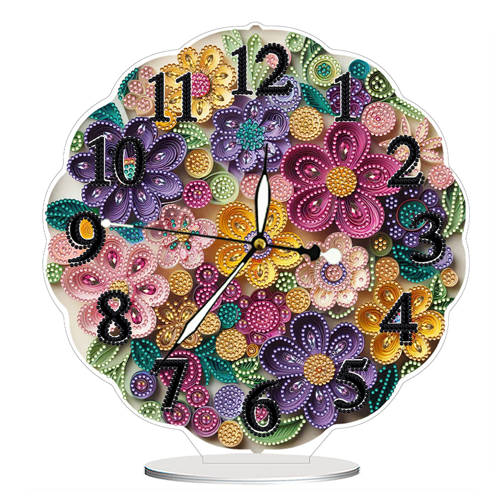 Acrylic Special Shape Paper Quilling Flower Diamond Art Clock Ornaments Kit