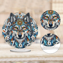 Load image into Gallery viewer, Acrylic Special Shape Indian Wolf Diamond Painting Art Clock Ornaments Kit
