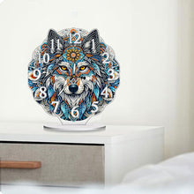 Load image into Gallery viewer, Acrylic Special Shape Indian Wolf Diamond Painting Art Clock Ornaments Kit
