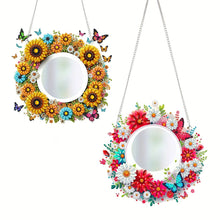 Load image into Gallery viewer, 2D Flat DIY Sunflower Butterfly Hanging Mirror Diamond Art Kits Wall Door Decor
