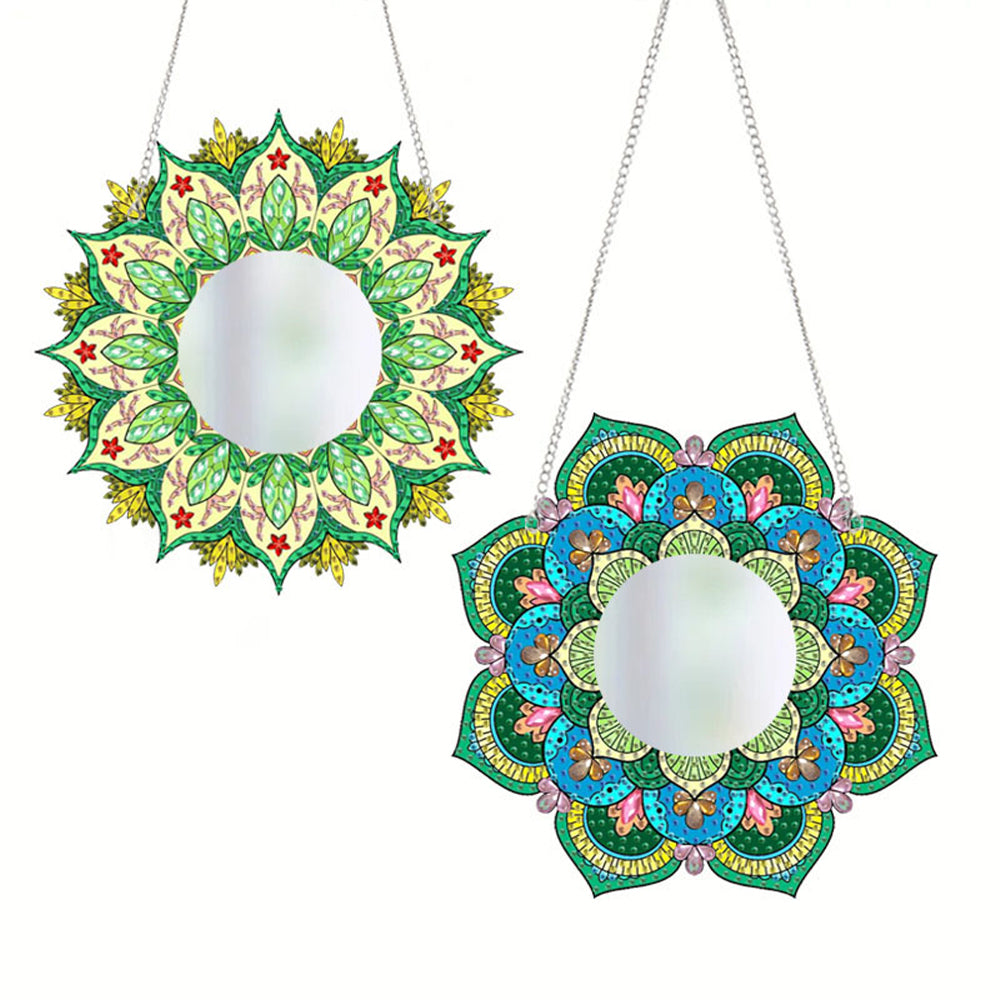 2D Flat DIY Flowers Hanging Mirror Diamond Art Kits Wall Door Decoration
