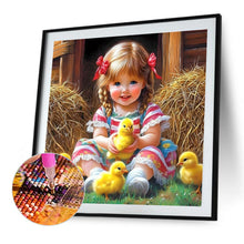 Load image into Gallery viewer, Diamond Painting - Full Round - Little Girl And Chicken (40*40CM)
