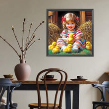 Load image into Gallery viewer, Diamond Painting - Full Round - Little Girl And Chicken (40*40CM)
