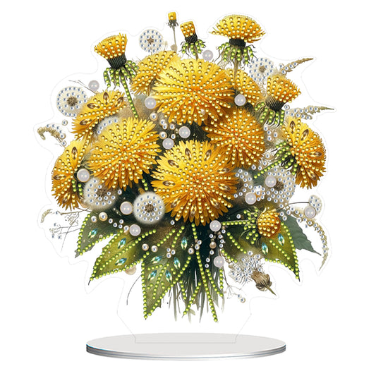 Flower Double Sided Effect Table Top Diamond Painting Ornament Kit (Dandelion)