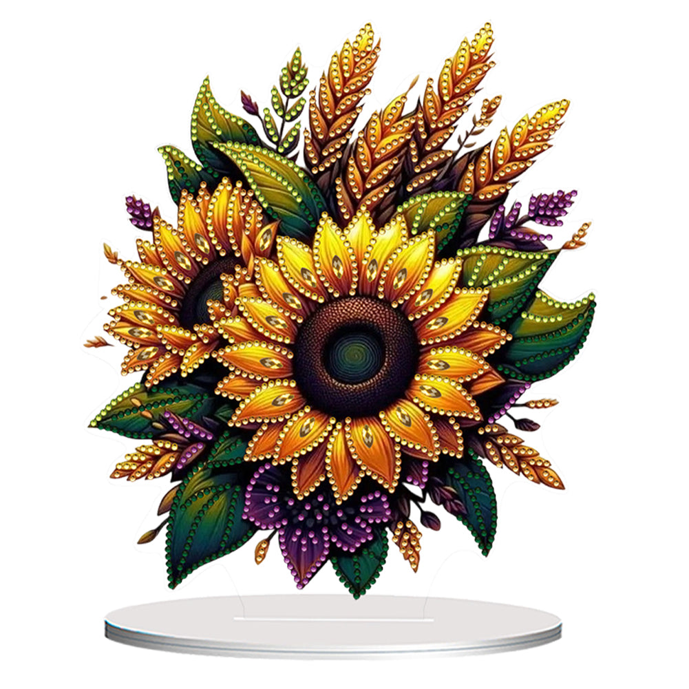 Flower Double Sided Effect Table Top Diamond Painting Ornament Kit (Sunflower A)