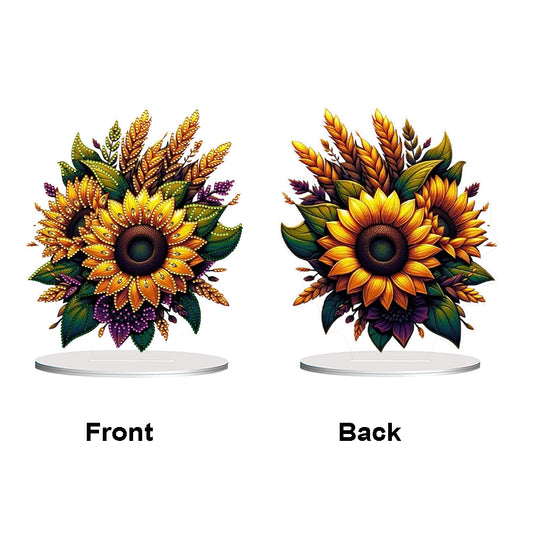 Flower Double Sided Effect Table Top Diamond Painting Ornament Kit (Sunflower A)