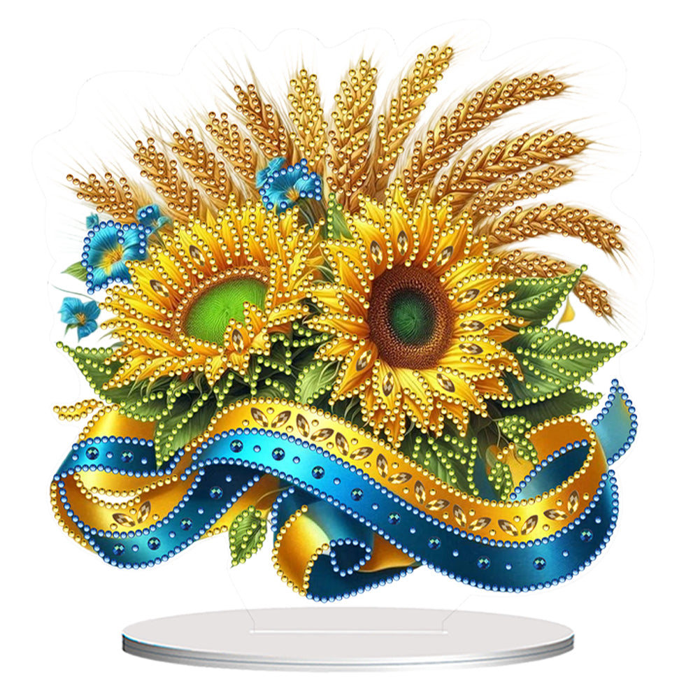 Flower Double Sided Effect Table Top Diamond Painting Ornament Kit (Sunflower B)