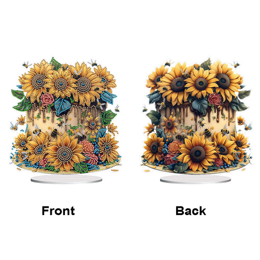 Flower Double Sided Effect Table Top Diamond Painting Ornament Kit (Sunflower C)