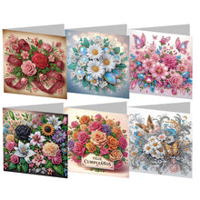 Load image into Gallery viewer, 6PCS Flowers DIY Diamond Art Greeting Cards Congratulations Cards &amp; Gifts
