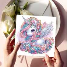 Load image into Gallery viewer, 6PCS Rainbow White Horse DIY Diamond Art Greeting Cards Congratulations Cards
