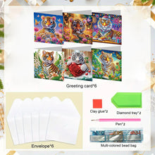 Load image into Gallery viewer, 6PCS Tiger DIY Diamond Art Greeting Cards Congratulations Cards &amp; Gifts
