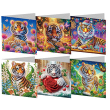 Load image into Gallery viewer, 6PCS Tiger DIY Diamond Art Greeting Cards Congratulations Cards &amp; Gifts
