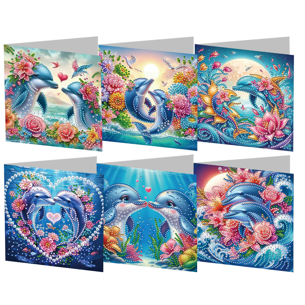 6PCS Whale DIY Diamond Art Greeting Cards Congratulations Cards & Gifts