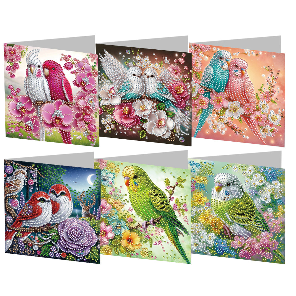 6PCS Bird DIY Diamond Art Greeting Cards Congratulations Cards & Gifts