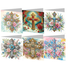 Load image into Gallery viewer, 6PCS Cross DIY Diamond Art Greeting Cards Congratulations Cards &amp; Gifts
