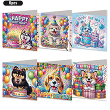 Load image into Gallery viewer, 6PCS Dog Birthday DIY Diamond Art Greeting Cards Congratulations Cards &amp; Gifts
