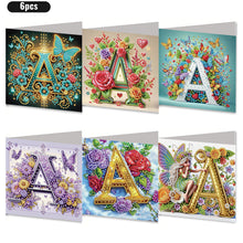 Load image into Gallery viewer, 6PCS Letter A DIY Diamond Art Greeting Cards Congratulations Cards &amp; Gifts
