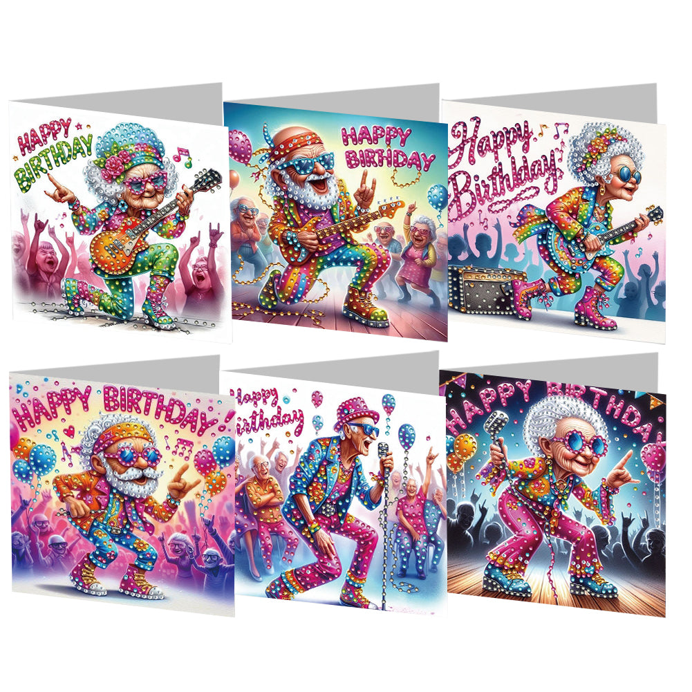 6PCS Birthday Music DIY Diamond Art Greeting Cards Congratulations Cards & Gifts