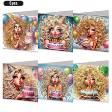 Load image into Gallery viewer, 6PCS Birthday Beauty DIY Diamond Art Greeting Cards Congratulations Cards &amp; Gift
