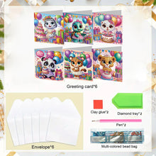 Load image into Gallery viewer, 6PCS Animal Birthday DIY Diamond Art Greeting Cards Congratulations Cards &amp; Gift
