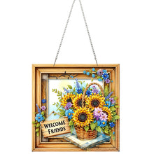 Load image into Gallery viewer, 2D Flat Acrylic DIY Welcome Friends Hanging Diamond Art Kits Wall Door Decoratio
