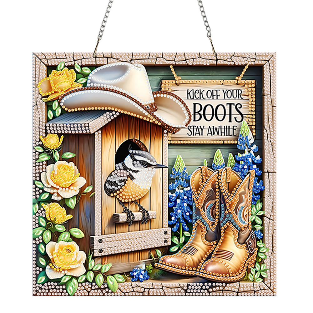 2D Flat Acrylic DIY Boots Hanging Diamond Art Kits Wall Door Decoration)