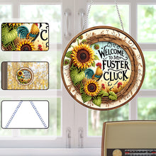 Load image into Gallery viewer, 2D Flat Acrylic DIY Rooster Sunflower Hanging Diamond Art Kits Wall Door Decor
