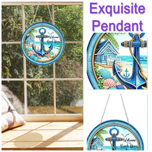 Load image into Gallery viewer, 2D Flat Acrylic DIY Beach House Hanging Diamond Art Kits Wall Door Decoration
