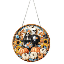 Load image into Gallery viewer, 2D Flat Acrylic DIY Halloween Skeleton Couple Hanging Diamond Art Kits
