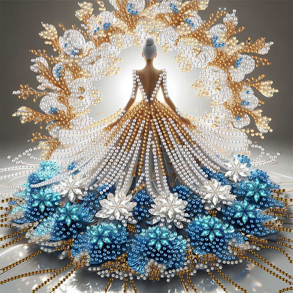 Diamond Painting - Partial Special Shaped - Gorgeous Skirt Girl (30*30CM)