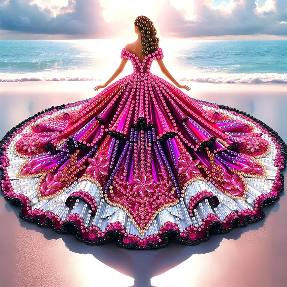 Diamond Painting - Partial Special Shaped - Gorgeous Skirt Girl (30*30CM)