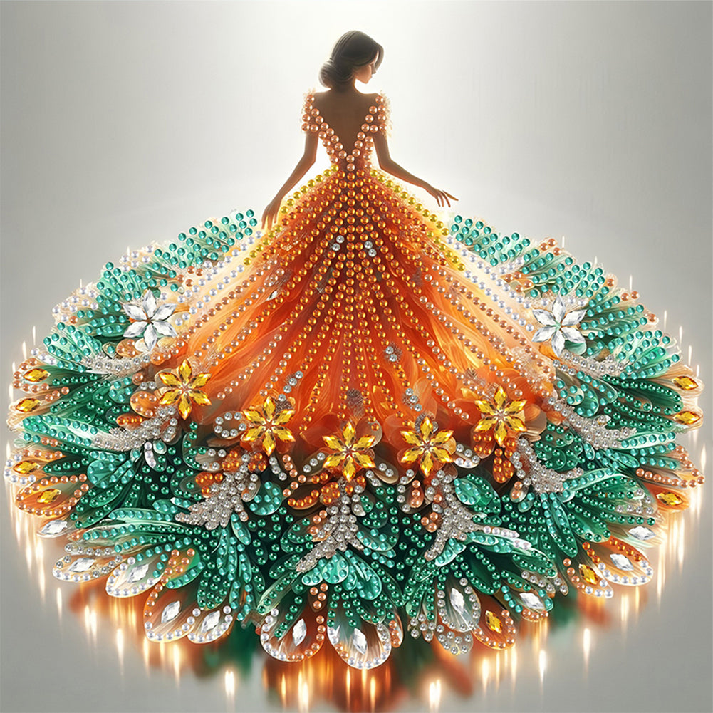 Diamond Painting - Partial Special Shaped - Gorgeous Skirt Girl (30*30CM)