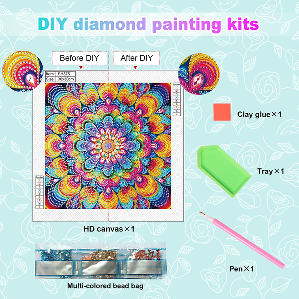 Diamond Painting - Partial Special Shaped - Mandala (30*30CM)
