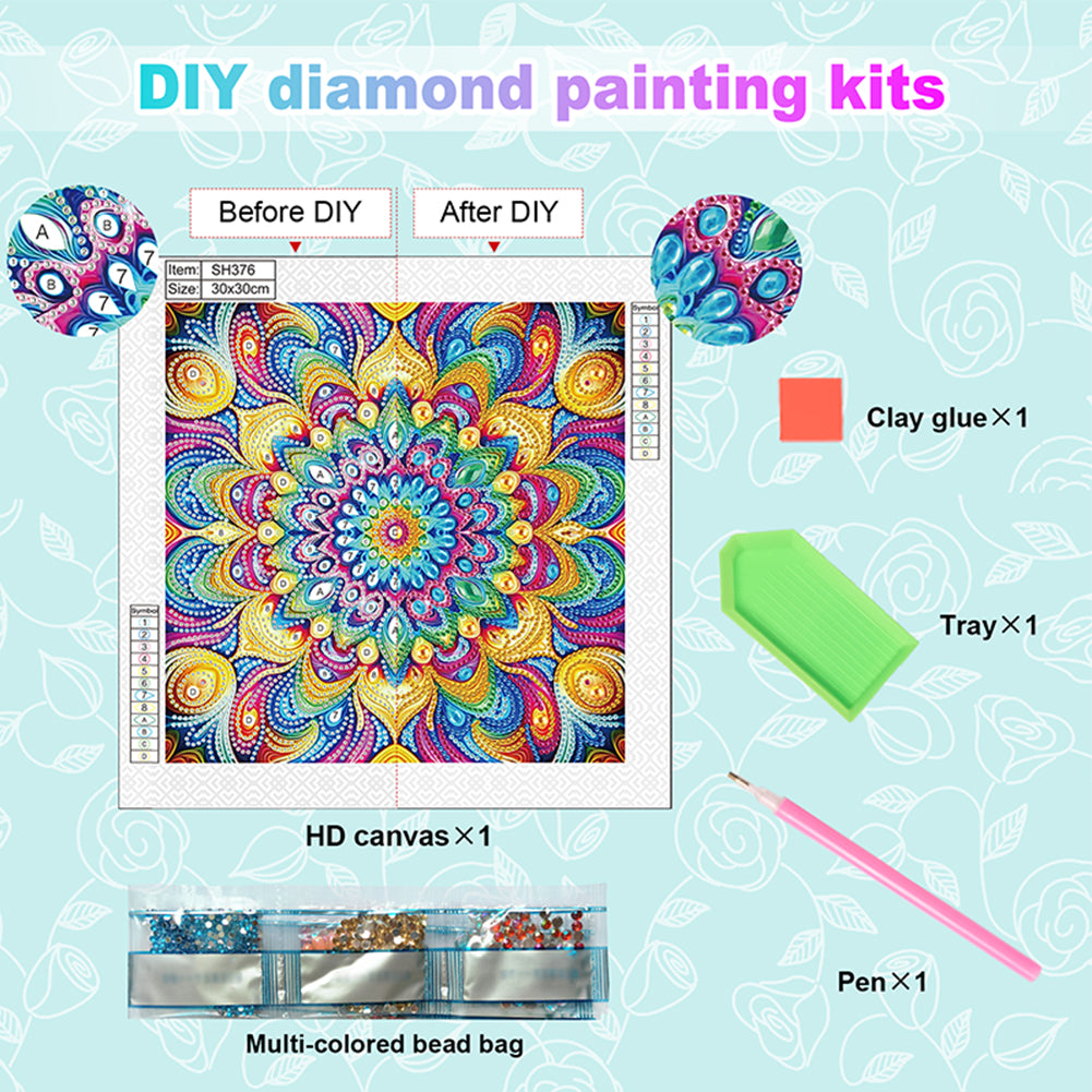 Diamond Painting - Partial Special Shaped - Mandala (30*30CM)