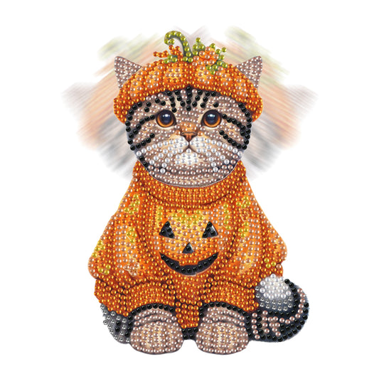 2D Flat Pumpkin Cat DIY Shaking Head Diamond Painting Desktop Decorations