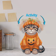 Load image into Gallery viewer, 2D Flat Pumpkin Cat DIY Shaking Head Diamond Painting Desktop Decorations
