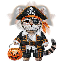 Load image into Gallery viewer, 2D Flat Pirate Cat DIY Shaking Head Diamond Painting Desktop Decorations
