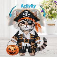 Load image into Gallery viewer, 2D Flat Pirate Cat DIY Shaking Head Diamond Painting Desktop Decorations
