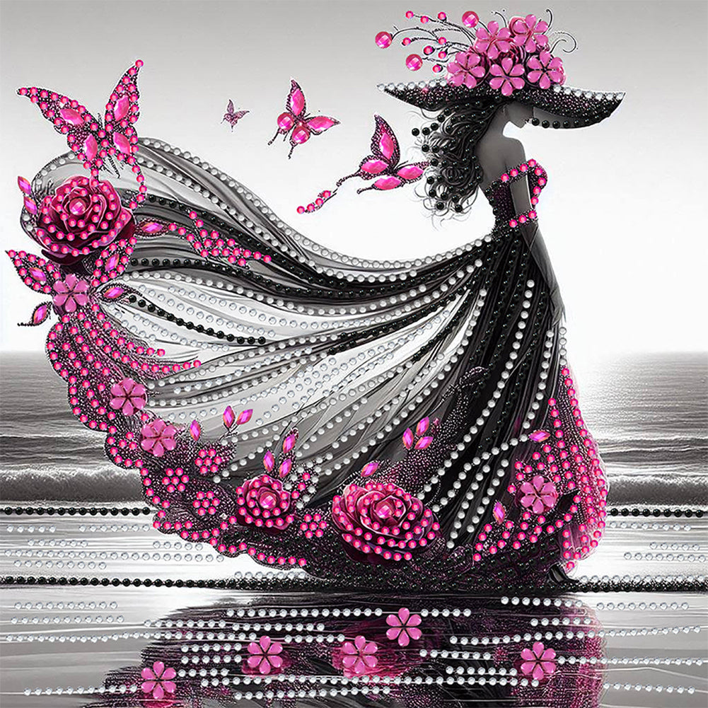 Diamond Painting - Partial Special Shaped - Elegant Lady (30*30CM)