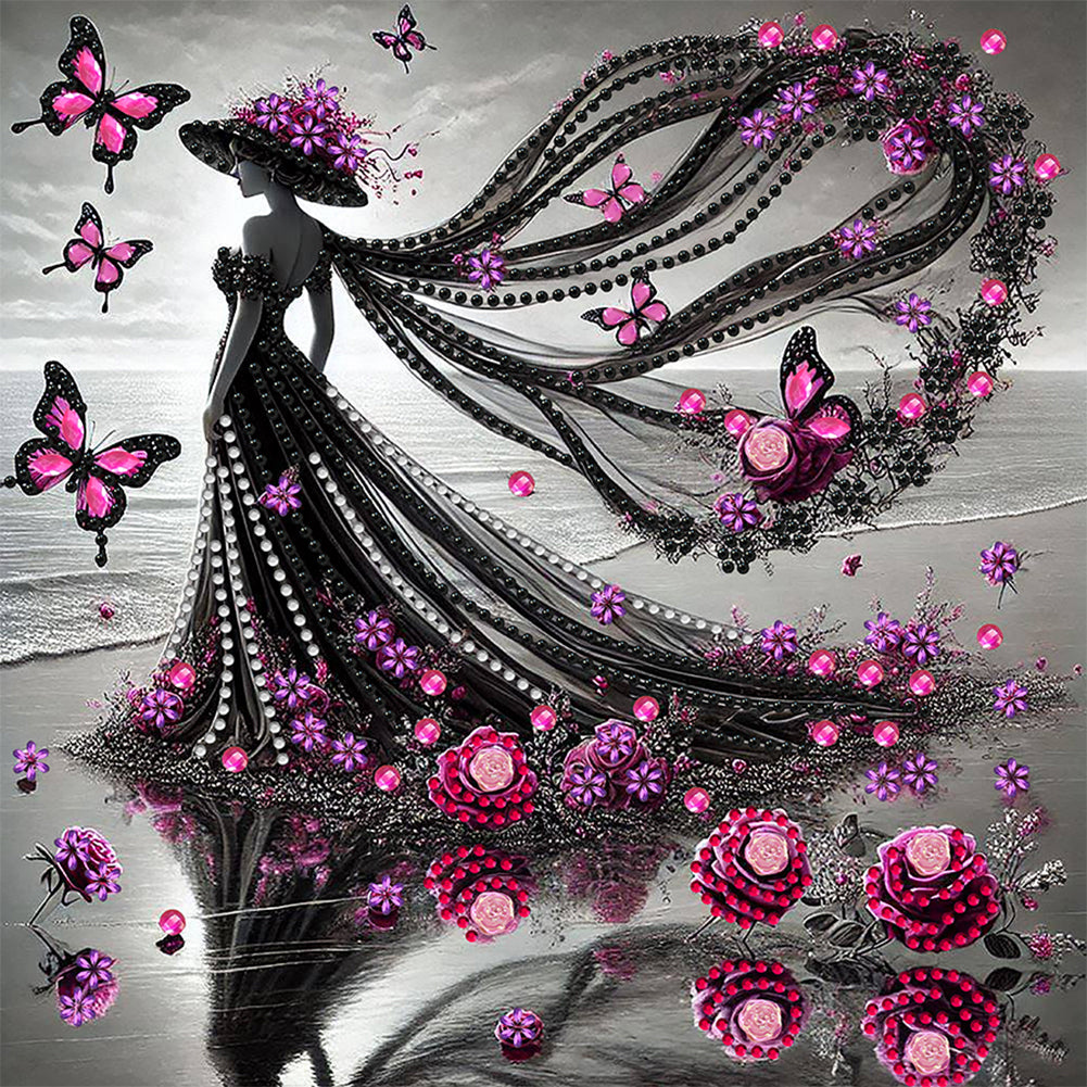 Diamond Painting - Partial Special Shaped - Elegant Lady (30*30CM)