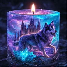 Load image into Gallery viewer, Diamond Painting - Full Round - Purple Light Candle Wolf (35*40CM)
