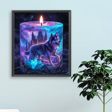 Load image into Gallery viewer, Diamond Painting - Full Round - Purple Light Candle Wolf (35*40CM)
